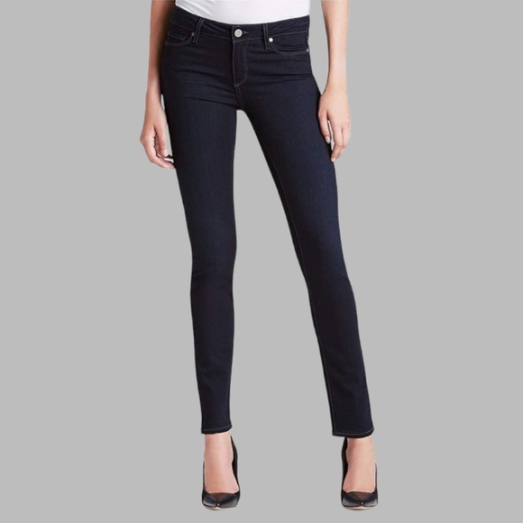 PAIGE skyline skinny straight leg dark blue denim jean